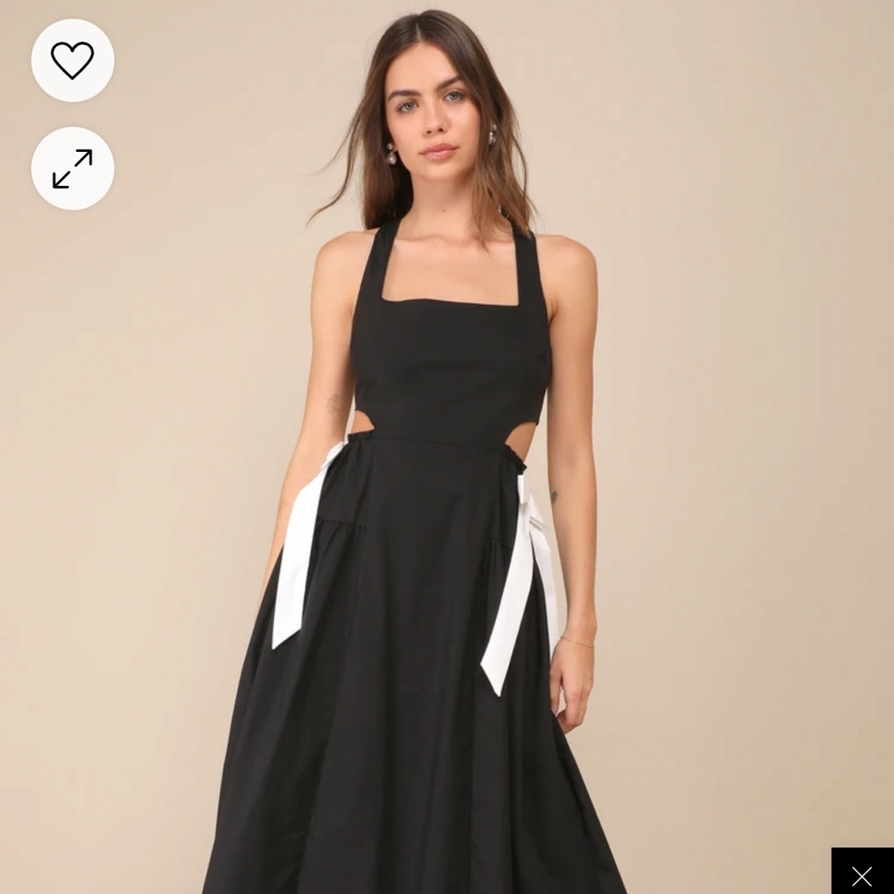 Black midi dress with bows